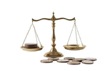scales of justice and money