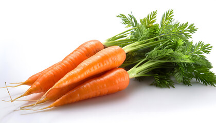 Group of fresh carrots on a white background.