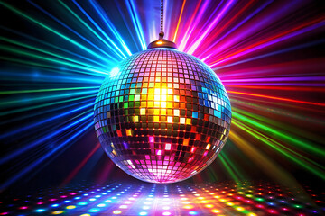 colorful disco ball with disco lights