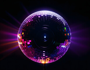 colorful disco ball with disco lights