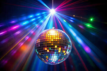 colorful disco ball with disco lights