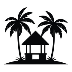 beach with palm trees silhouette