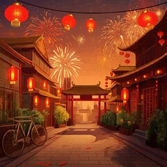Chinese lanterns at night
