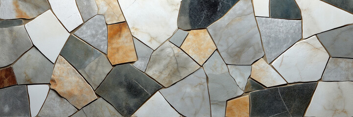 Mosaic tile pattern with earthy tones and abstract geometric design