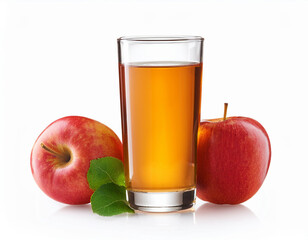 A glass of apple cider vinegar isolated on a white background