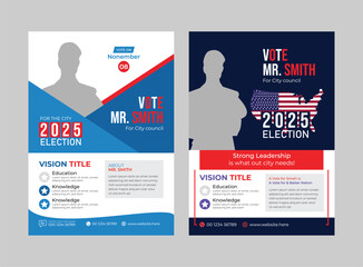 political election flyer template. Vector premium editable flyer leaflet layout for a voting campaign poster design. Illustrator eps 10 vector
