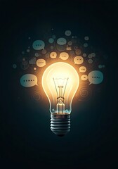 A conceptual image showcasing a light bulb as a metaphor for an innovative breakthrough and smart idea, symbolizing genius marketing strategy planning and creative thinking in business