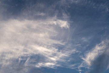 Obraz premium Blue Sky with White Clouds, Sunny Cloudy Sky Texture Background, Fluffy Clouds Pattern, Sunny Cumulus