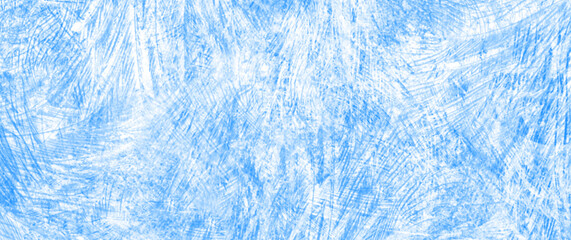 Blue frozen glass background with ice for cover design, cards, flyer, poster, banner. Winter vector backdrop. Hand drawn Christmas illustration. Merry Christmas! Happy New Year! Snow.	