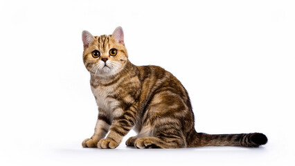 Fototapeta premium Scottish Straight cat sitting on white background.