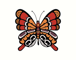 hand drawn  Native Butterfly symbolizes transformation, metamorphosis, beauty, balance, and grace