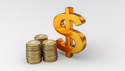 Fototapeta premium Gleaming Golden Dollar Sign Render Representing Wealth and Prosperity in Business Financial Sector