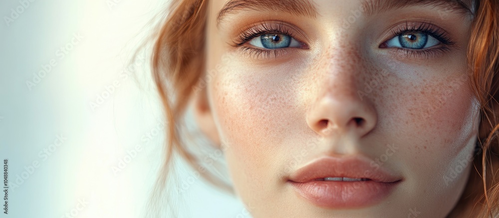Poster close up portrait of a young attractive woman. with copy space image. place for adding text or desig
