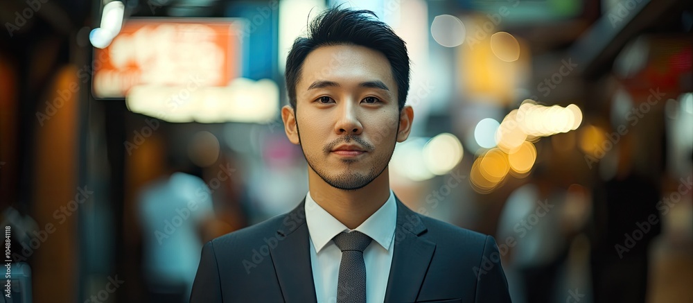 Poster young asian entrepreneur operating in the commercial area. with copy space image. place for adding t