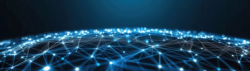 A stunning abstract representation of digital connections and glowing networks over a dark background, symbolizing technology and innovation.