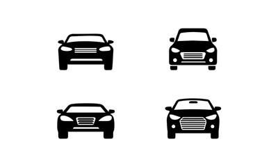 car face simple silhouettes set in black and white Vector