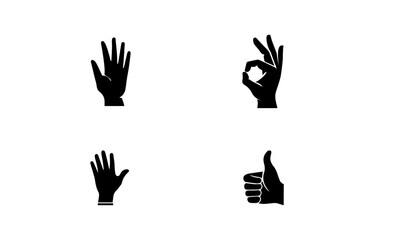 Fototapeta premium diffrent types hand simple silhouettes set black and white Vector