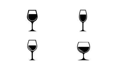 wine glass simple silhouettes set of black and white Vector