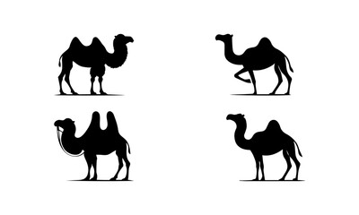 Naklejka premium Camel simple silhouettes set in black and white