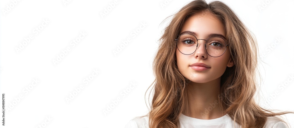 Aufkleber attractive female in her late teens to early twenties isolated on a white background. with copy spac