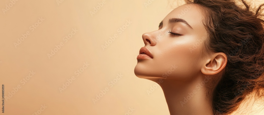 Poster Model isolated on a simple background in the studio. with copy space image. Place for adding text or design