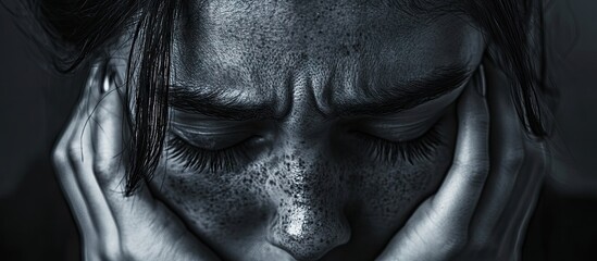 Emotional strain fatigue females. with copy space image. Place for adding text or design