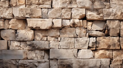 Fototapeta premium A beige stone wall with a rough grunge texture, adding depth and character to rustic and earthy decor themes.
