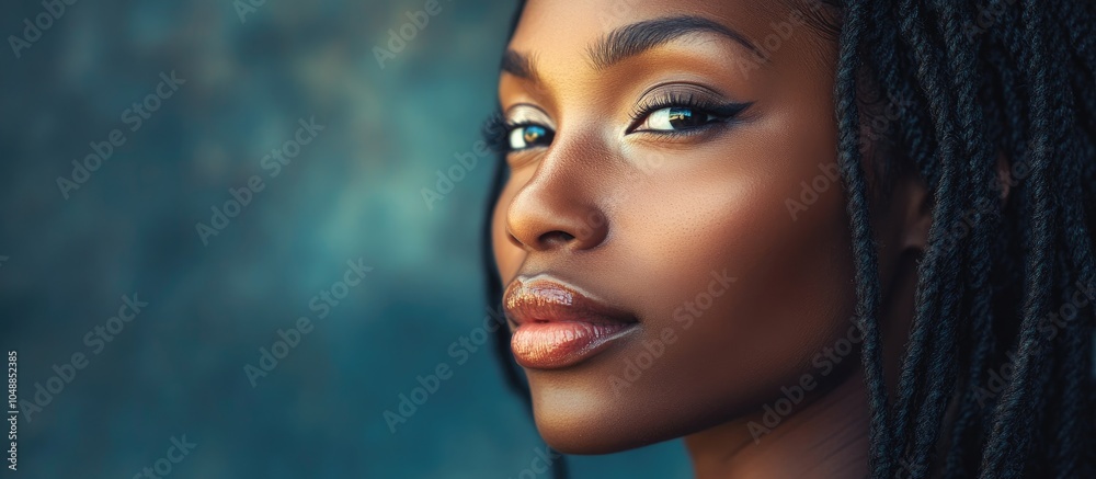 Poster portrait of an african american woman. with copy space image. place for adding text or design
