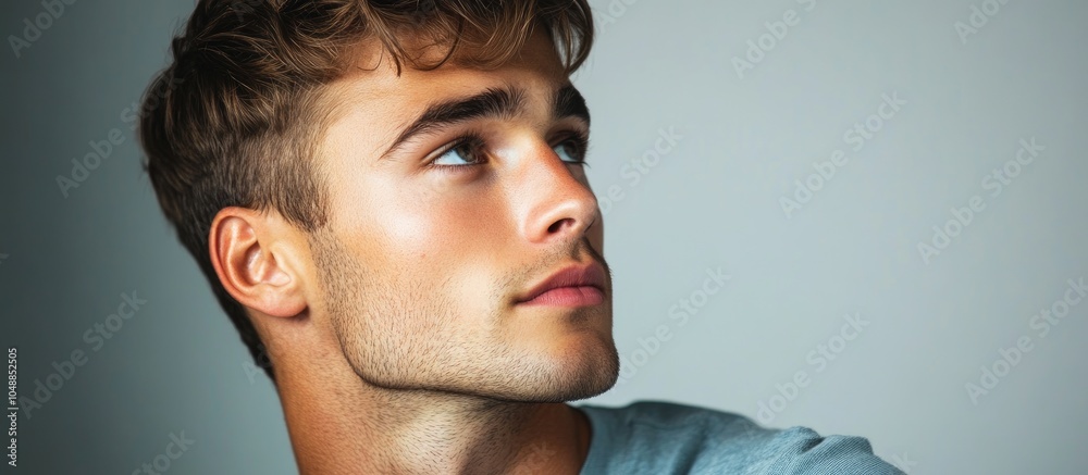 Aufkleber a handsome young man gazes thoughtfully to the side studio shot. with copy space image. place for ad