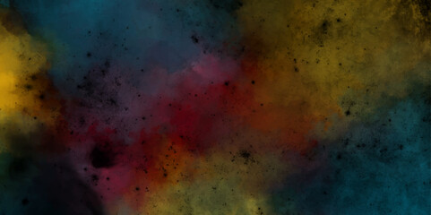 Obraz premium Abstract colorful black textured smoke. grunge dark painted background. abstract fire flame grunge texture background. dark nebula sparkle star universe in outer horizontal galaxy space for text. 