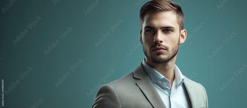 Poster Portrait of a young businessman. with copy space image. Place for adding text or design