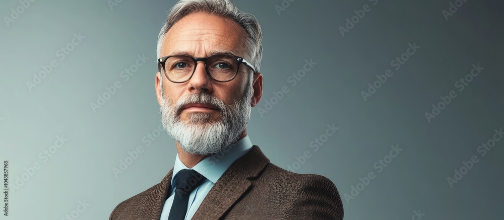 Poster Middle aged Caucasian businessman. with copy space image. Place for adding text or design