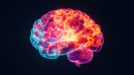 Vibrant Multicolored Glowing Brain Illustration