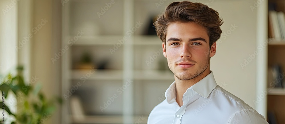 Aufkleber portrait of a successful handsome and confident young businessman looking at something at home web b