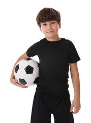 Football player with soccer ball on white background