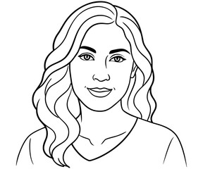 women with loose hair illustration line art clipart