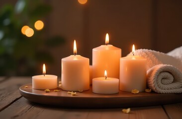 Banner, massage concept with candles