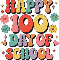 A colourful poster with the words happy 100 days of school.