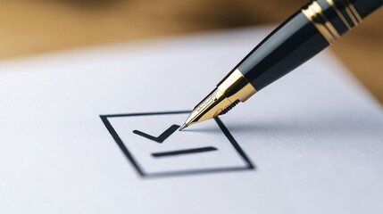 Close-up of Pen Marking on Checklist Paper