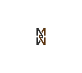 Letter MW or WM Knot Twisted monogram with white background. 