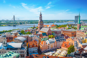 Obraz premium Old street in old Riga. The city is capital of Latvia that is well known to be a very popular tourism destination in the Baltic region
