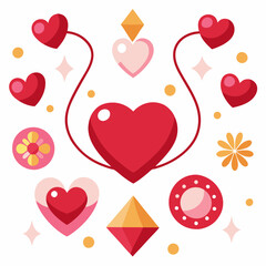 Valentines day themed jewelry designs vector illustration