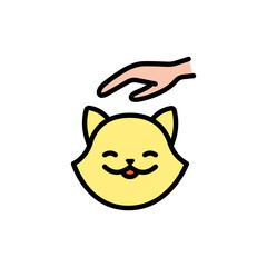 Cat head color icon. Cat care simple sign. Cat face design on white background, Pet. Animals. Isolated vector illustration.