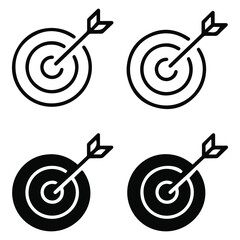 Target stroke and solid web icon set. Vector illustration, target icon, target stroke icon, target solid icon, target vector, target illustration
