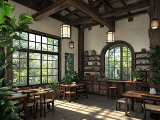 Fototapeta premium Cozy Tea House Gathering Space