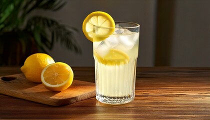 glass of lemonade with lemon