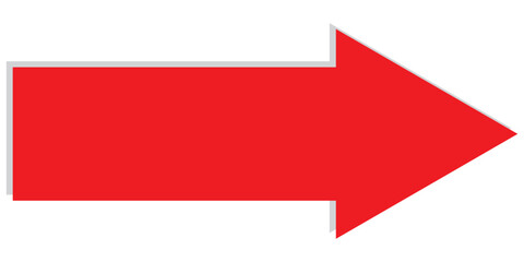Long red arrow icon vector pointing right. Arrow shape element. Bold arrow icon. large size red long arrow.  right Red set icon in flat.