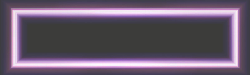 Luminous purple frame. Rectangular luminous panel banner template.