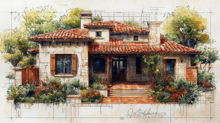 Fototapeta premium This image showcases a meticulously arranged collection of building plans, encompassing a variety of architectural drawings. Generative AI