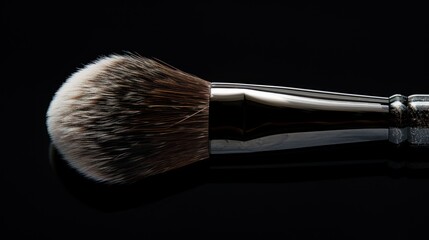 Close-up of a Shaving Brush with Black Handle and White Bristles